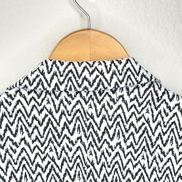 HAZEL Black White Long Sleeve Collared Cardigan Blazer Jacket size S - Picture 9 of 16